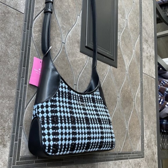 Kate Spade Crossbody Tweed Fabric Blue Multi - Picture 2 of 15